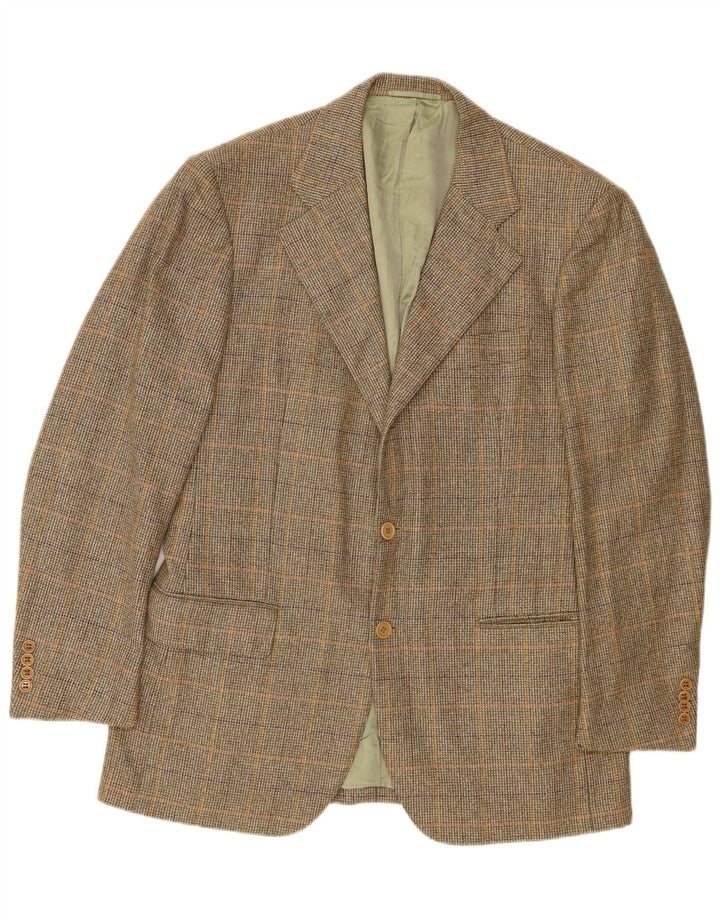 Abla Herre 2-knaps blazerjakke IT 50 Large Green Houndstooth Uld