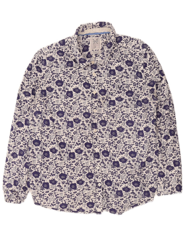 Crew Clothing Dame Classic Fit skjorte UK 16 Large Blue Floral Cotton