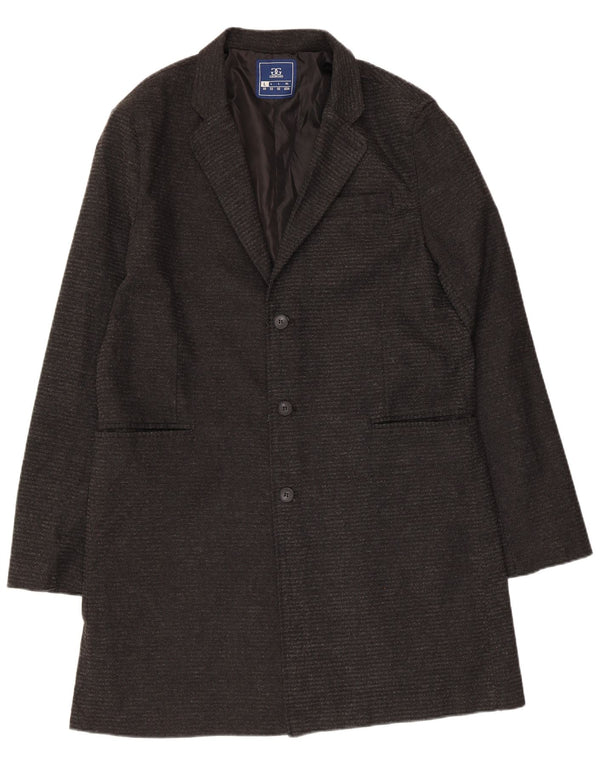 Vintage Herre Overfrakke UK 40 Stor Grå Bomuld