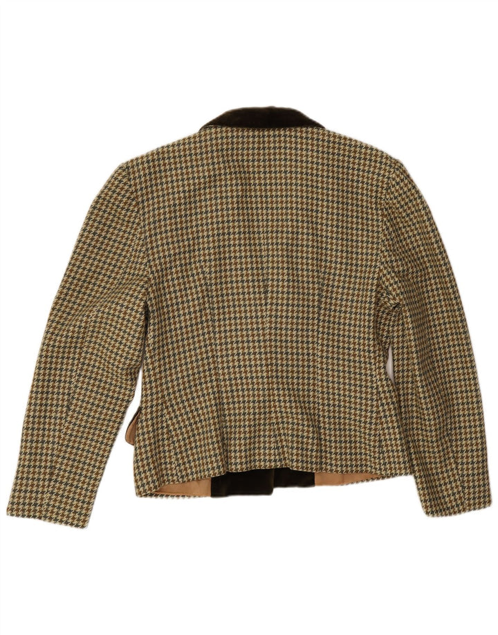 Vintage blazerjakke til kvinder med 1 knap EU 38 Medium Beige Houndstooth