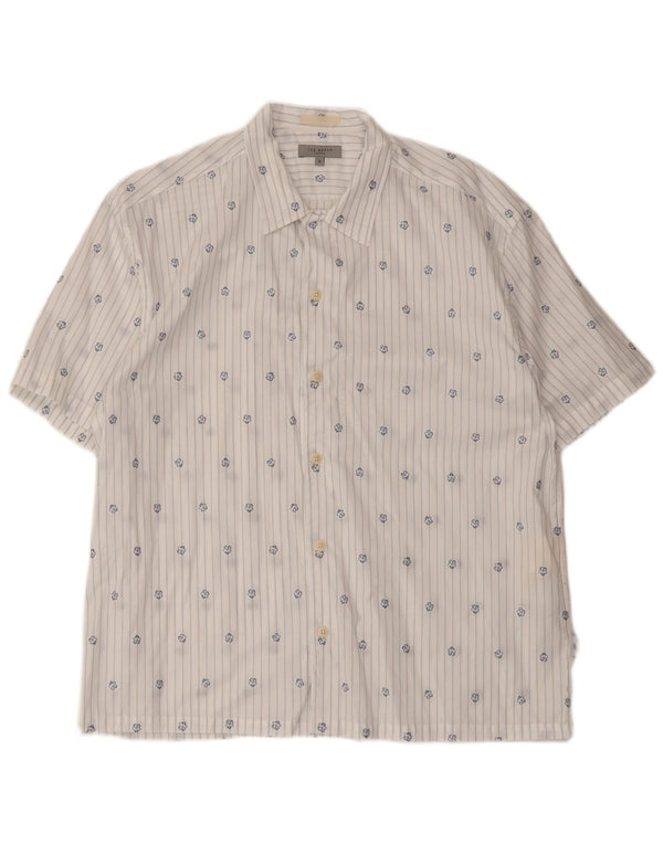 Ted Baker Kortærmet Herreskjorte Størrelse 3 Medium Hvidstribet bomuld