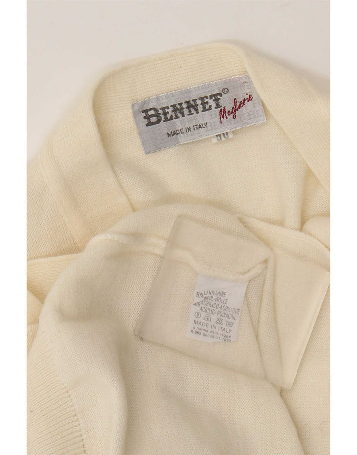 Vintage herre cardigan sweater IT 50 Medium hvid uld