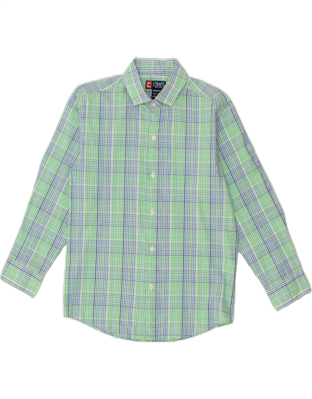 CHAPS Boys Shirt 10-11 Years Medium  Green Check Cotton Vintage Chaps and Second-Hand Chaps from Messina Hembry 
