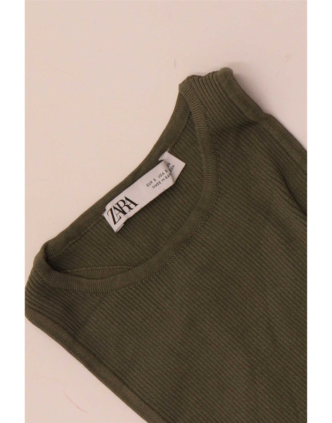Zara Damevest Top UK 8 Small Khaki