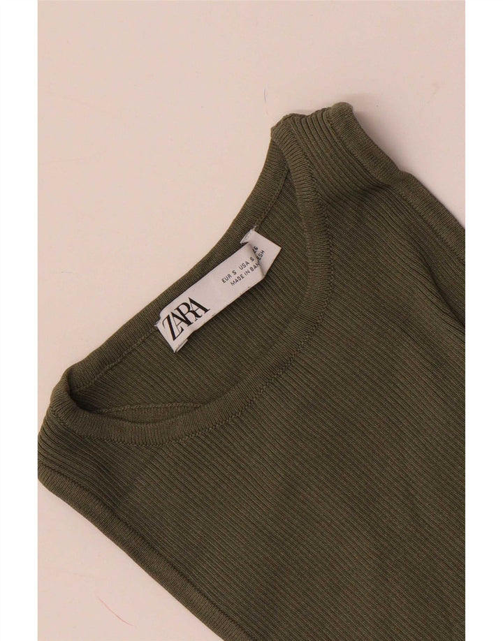 Zara Damevest Top UK 8 Small Khaki