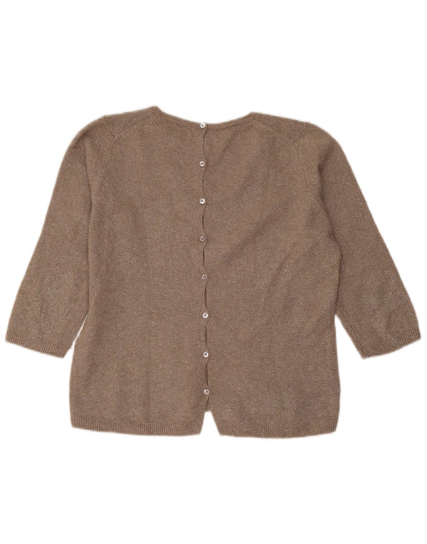 Massimo Dutti Dame 3/4-ærmet V-hals sweater UK 14 Medium Brun
