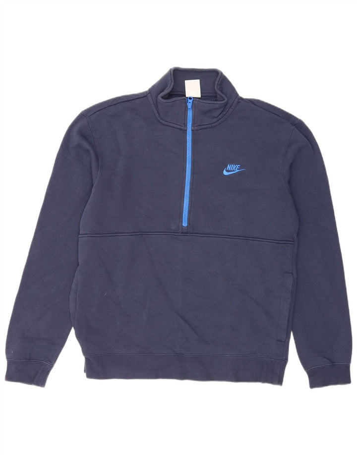 Nike Sweatshirt med lynlås til mænd, medium marineblå bomuld