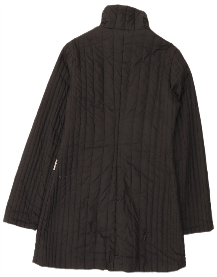 Vintage polstret frakke til kvinder UK 10 Lille sort polyester