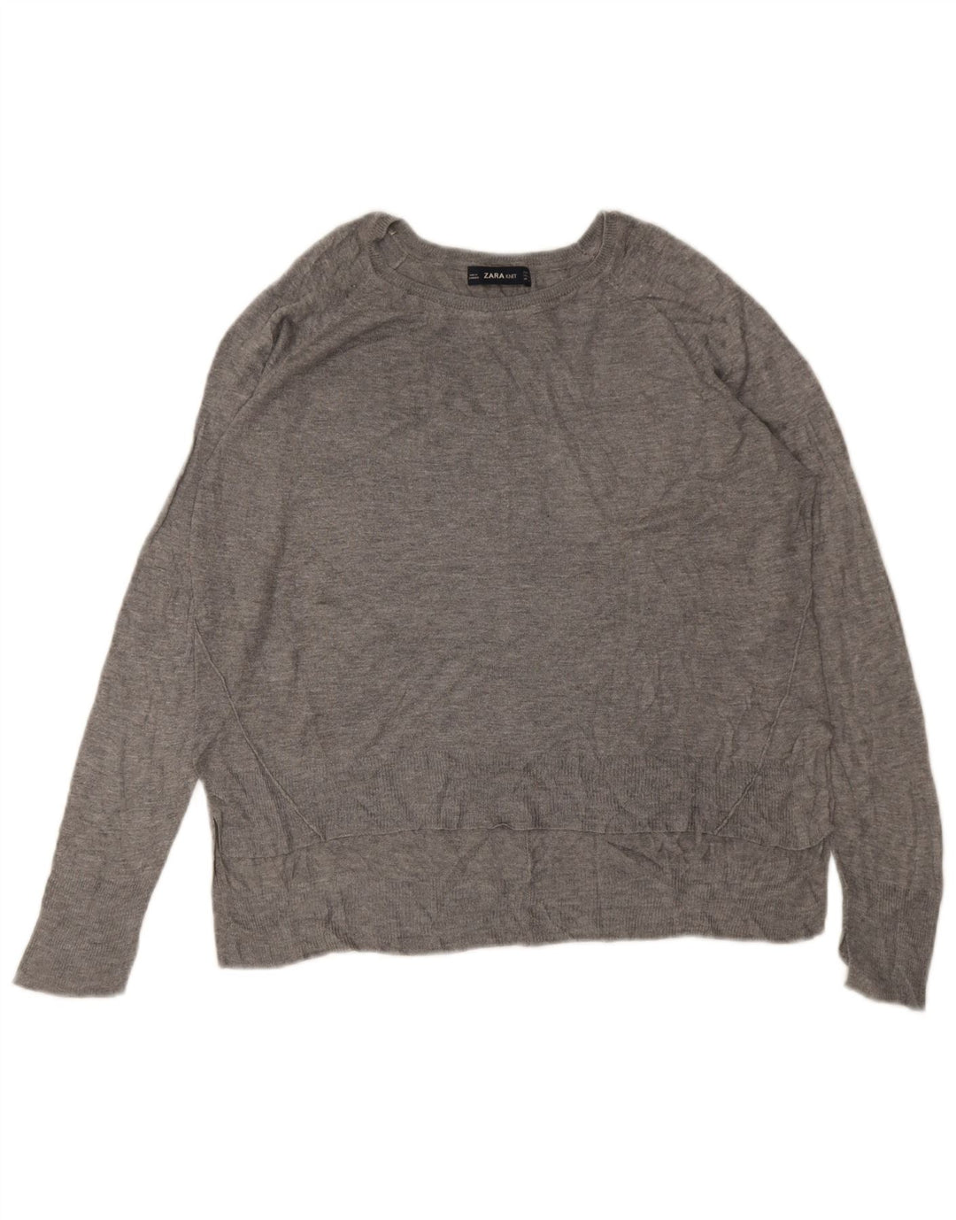 Zara Dame Boat Neck Jumper Sweater UK 14 Medium Grey