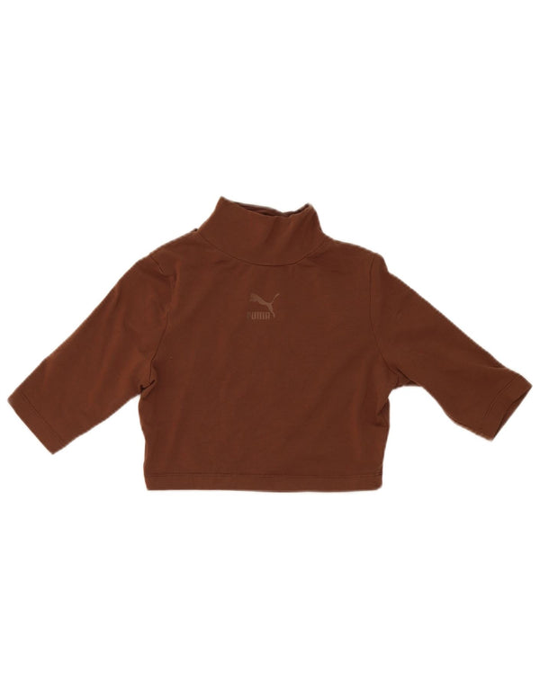 Puma Womens Crop Top UK 10 Lille brun bomuld