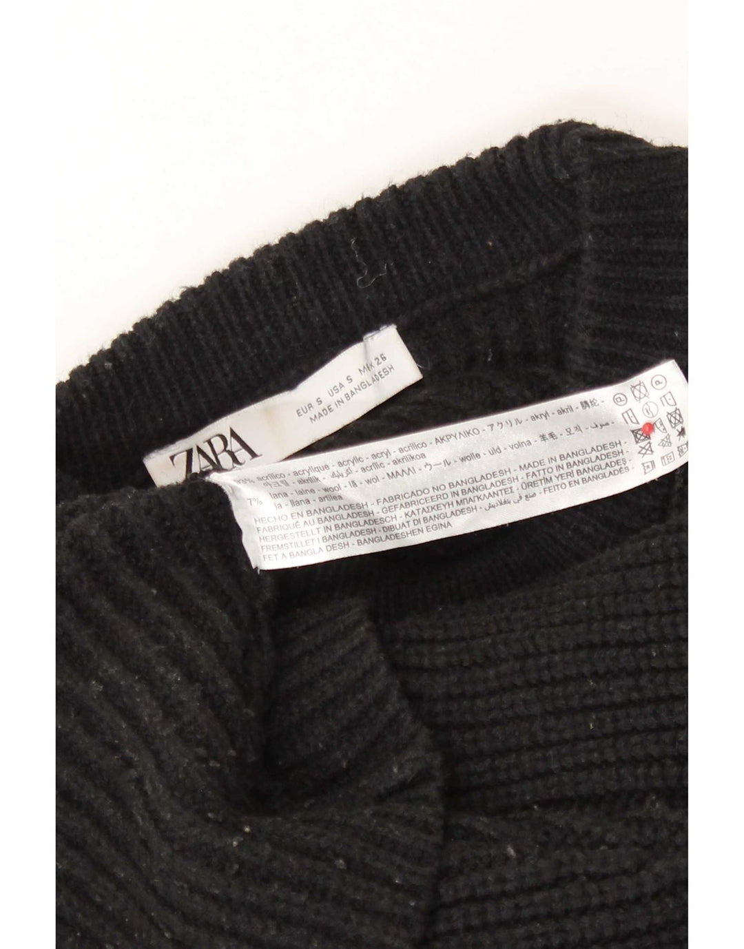 Zara Womens Crop Oversized Crew Neck Jumper Sweater UK 10 Small Black