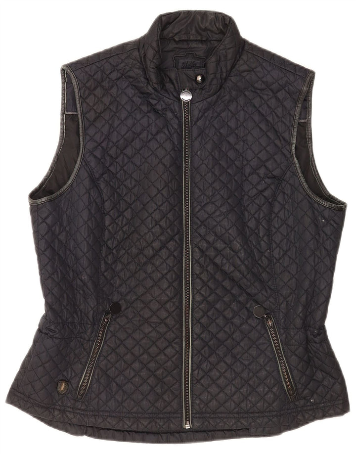 Massimo Dutti Dame Quiltet Gilet UK 18 XL Sort Polyester