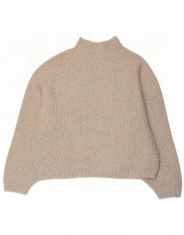 Topshop Dame 3/4-ærmet Turtle Neck sweater UK 10 Small Beige