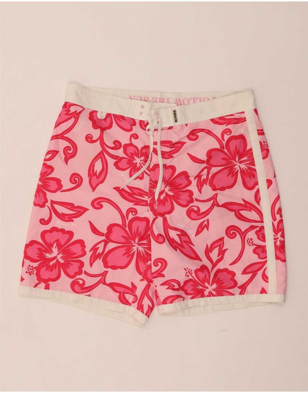 SUNDEK Herre badeshorts Large Pink Floral Polyester