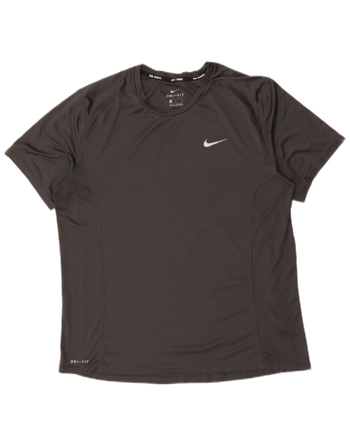 Nike herre Dri Fit T-shirt top mellemgrå polyester