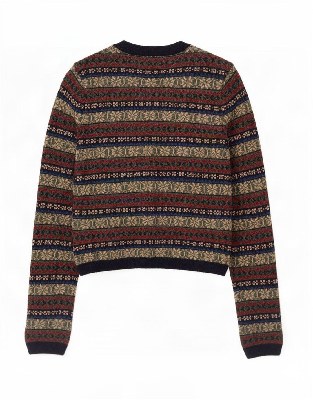 Zara Dame Cardigan Sweater UK 10 Small Multicolored Fair Isle Polyamid