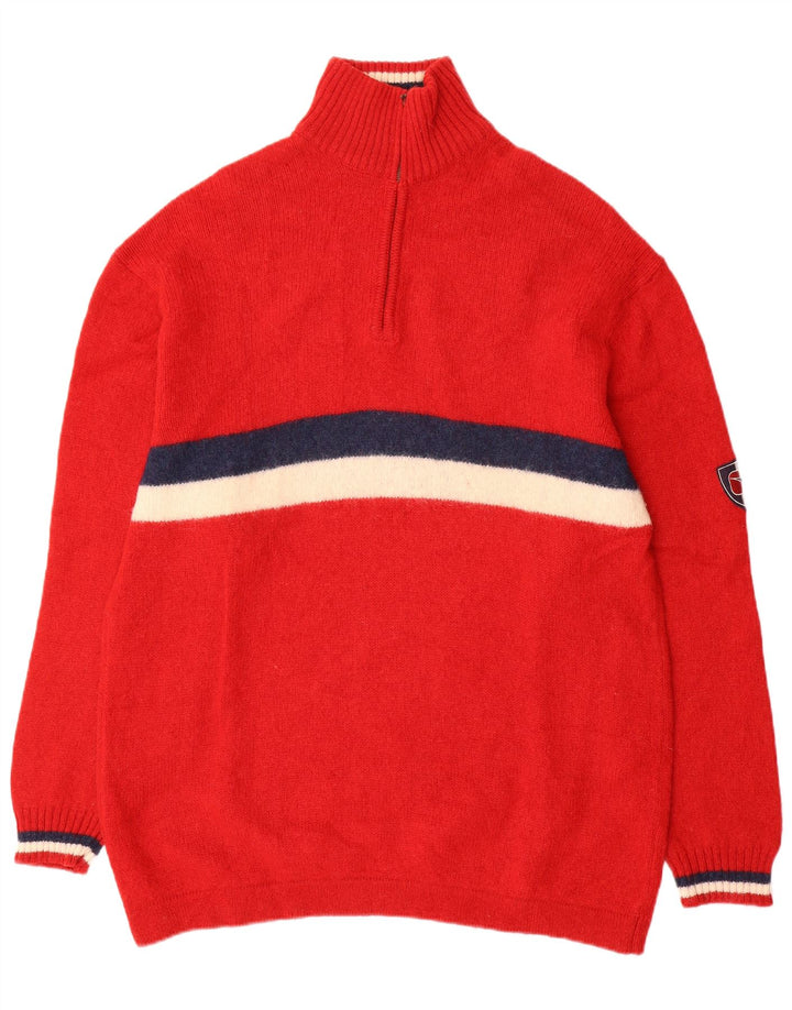 Diadora Herre Zip Neck Jumper Sweater 2XL Rød Colourblock Uld