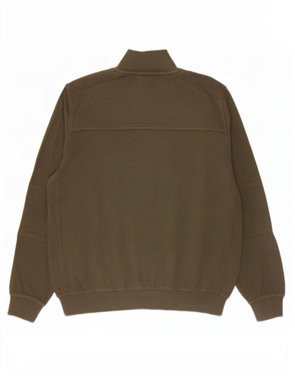 Lacoste Herre Button Neck Jumper Sweater Størrelse 4 Medium Khaki Bomuld