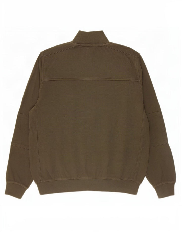 Lacoste Herre Button Neck Jumper Sweater Størrelse 4 Medium Khaki Bomuld