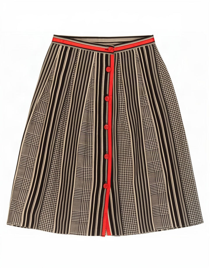 Vintage A-line nederdel til kvinder IT 42 Medium W25 Sort Houndstooth Uld
