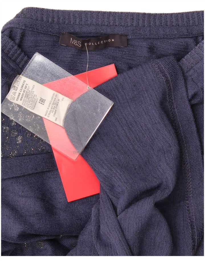 Marks & Spencer Dame Langærmet Tunika Top UK 10 Small Navy Blue