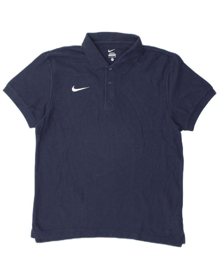 NIKE Mens Polo Shirt Large Navy Blue Cotton