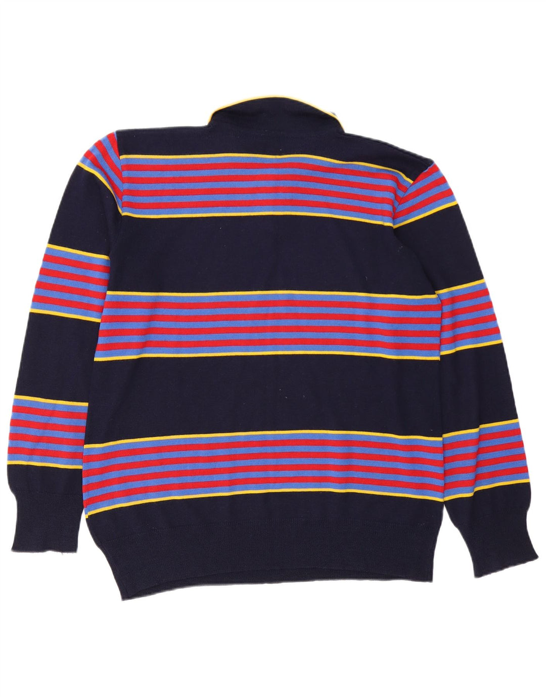 Lemon & Soda Herre Polo Neck Jumper Sweater Medium Marineblå Stribet Uld
