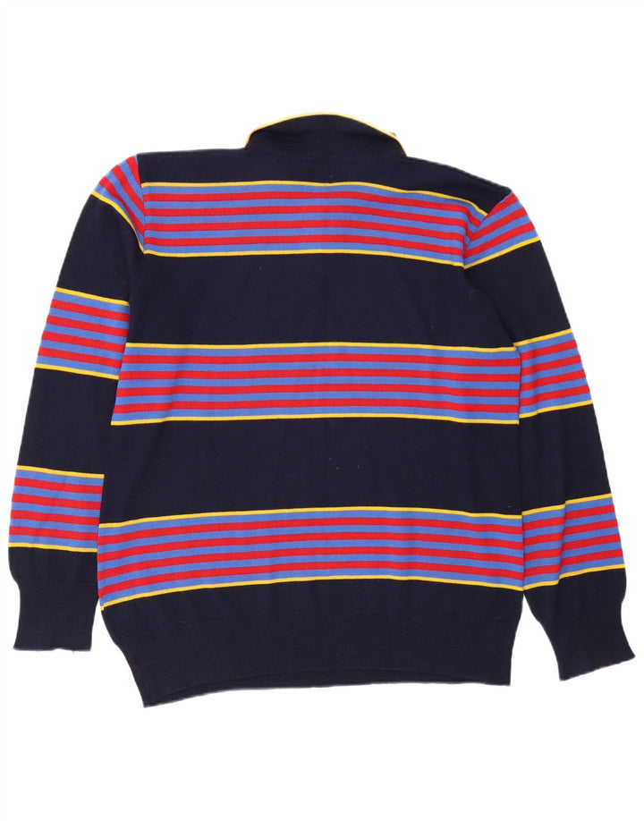 Lemon & Soda Herre Polo Neck Jumper Sweater Medium Marineblå Stribet Uld
