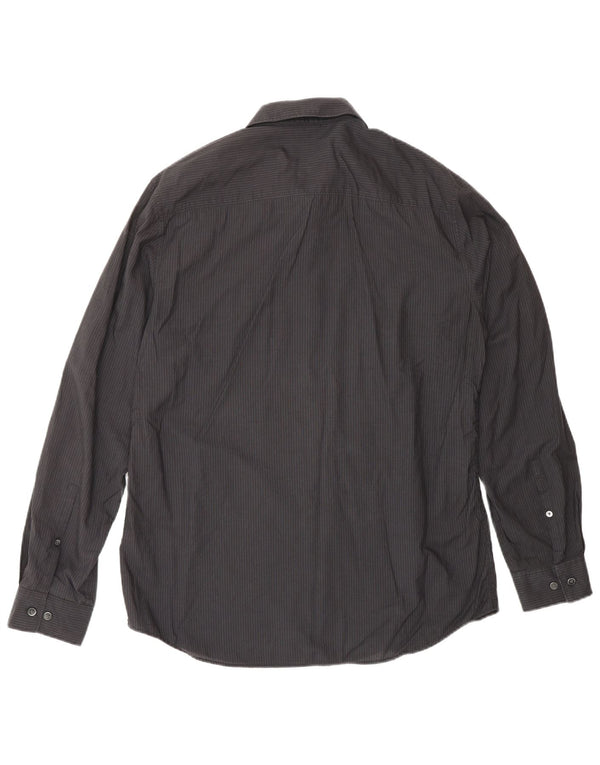 CALVIN KLEIN Herreskjorte Medium Sort Stribet Bomuld