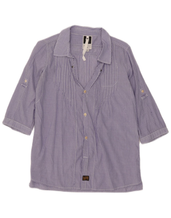 G-Star skjorte med 3/4 ærmer til kvinder UK 10 Small Blue Pinstripe