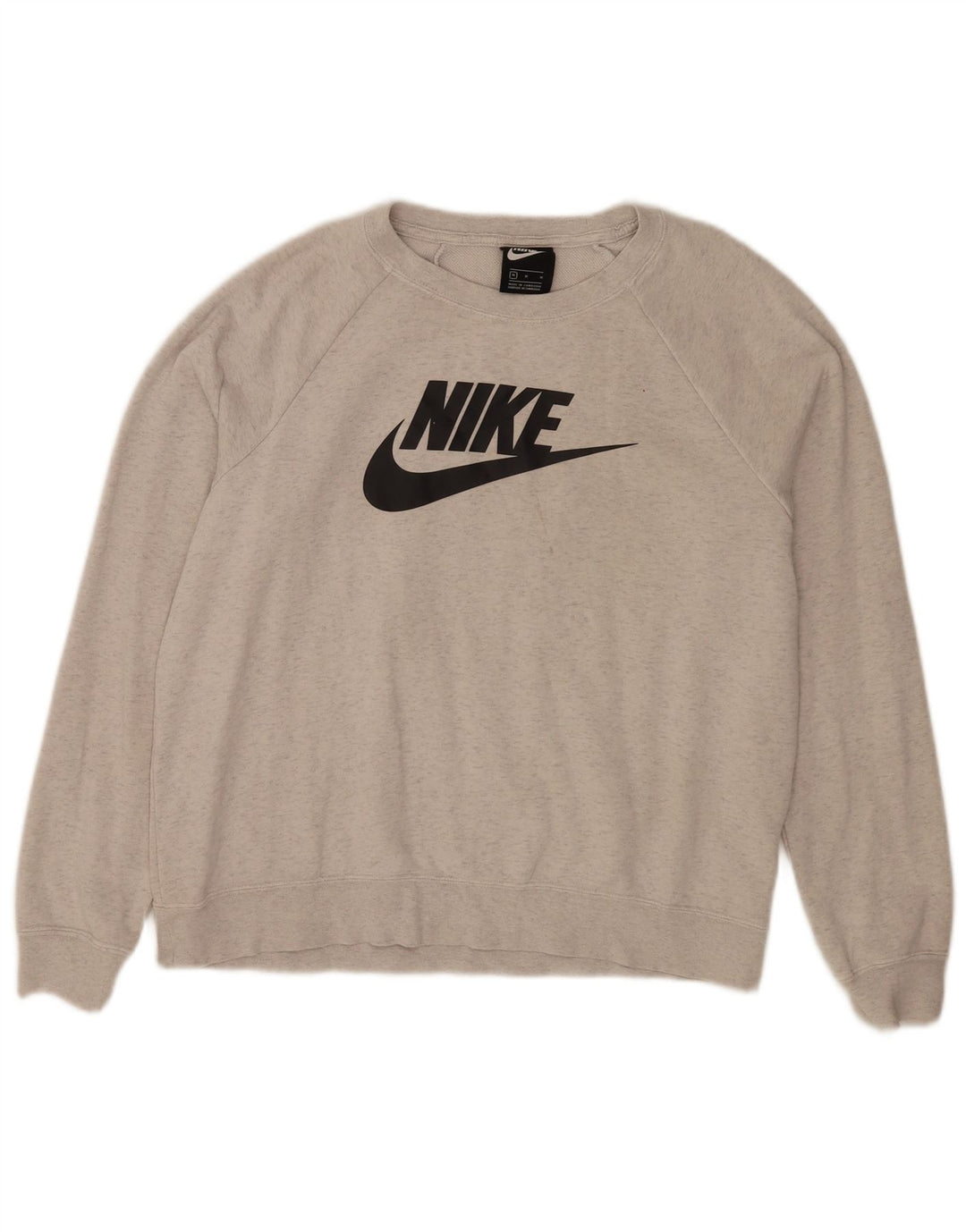Nike Grafisk Sweatshirt Jumper UK 14 Medium Grey Flecked Bomuld