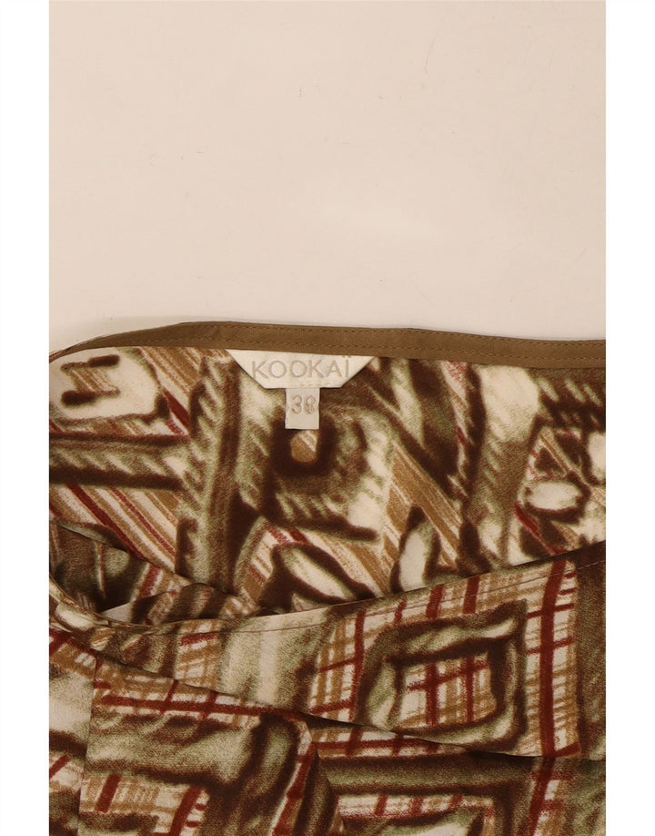 KOOKAI Womens A-Line Skirt EU 38 Medium W28 Khaki Geometric