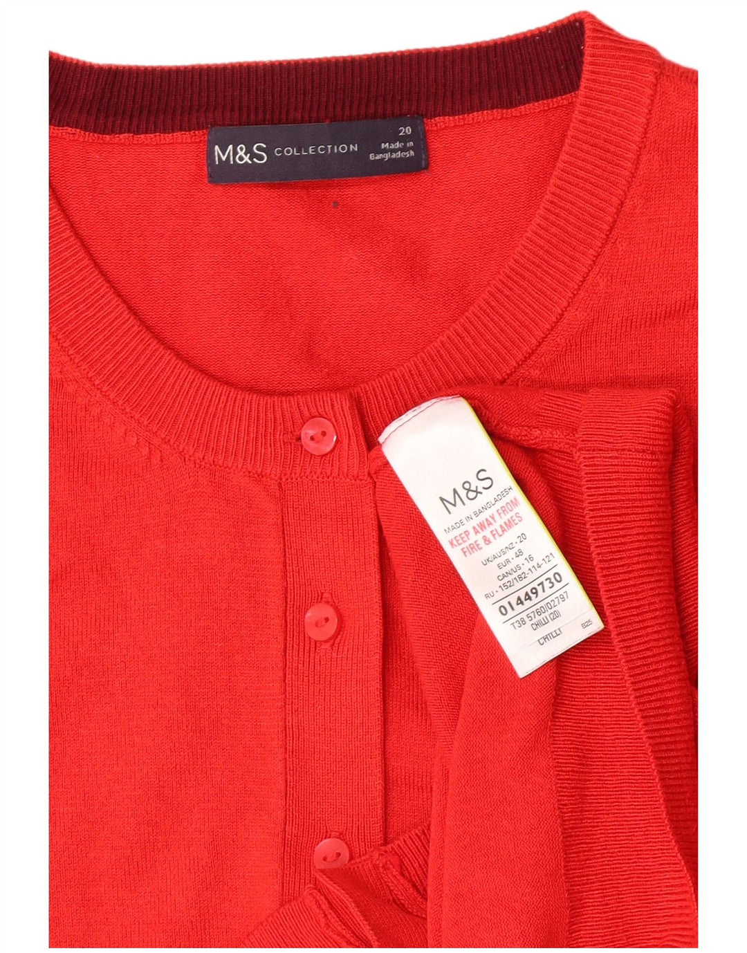 Marks & Spencer dame cardigan sweater UK 20 2XL Rød viskose