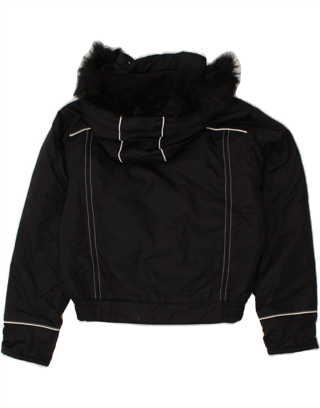 BRUGI Girls Hooded Windbreaker Jacket 10-11 Years Black Polyester Vintage Brugi and Second-Hand Brugi from Messina Hembry 