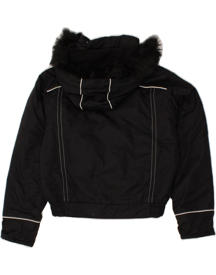 BRUGI Girls Hooded Windbreaker Jacket 10-11 Years Black Polyester Vintage Brugi and Second-Hand Brugi from Messina Hembry 