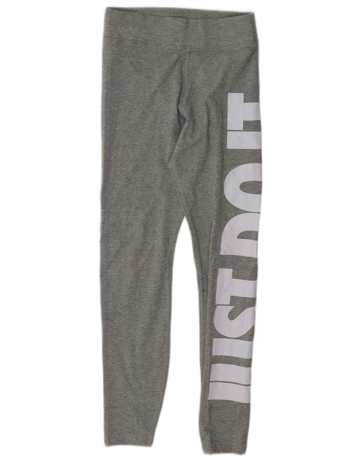 Nike Dame Grafiske Leggings UK 10 Small Grey Bomuld