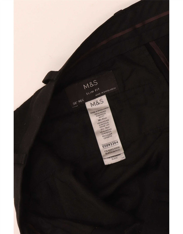 Marks & Spencer Herre Slim Fit Suit Bukser W38 L28 Sort Polyester