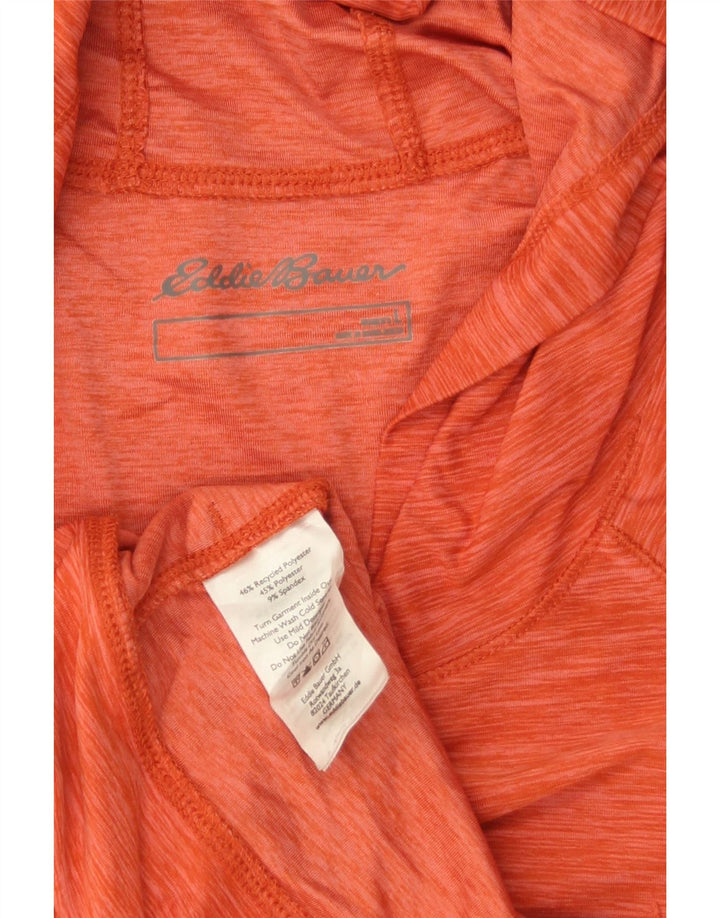 Eddie Bauer Dame Hoodie Jumper UK 16 Large Orange Flecked Polyester
