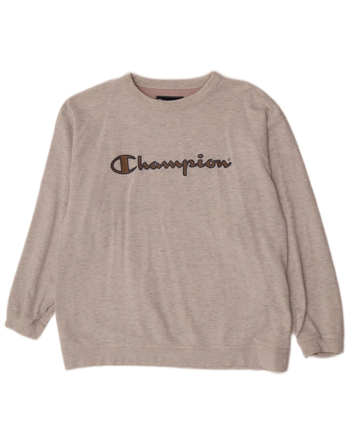 Champion Herre Grafisk Sweatshirt Jumper Large Grå Flecked Bomuld