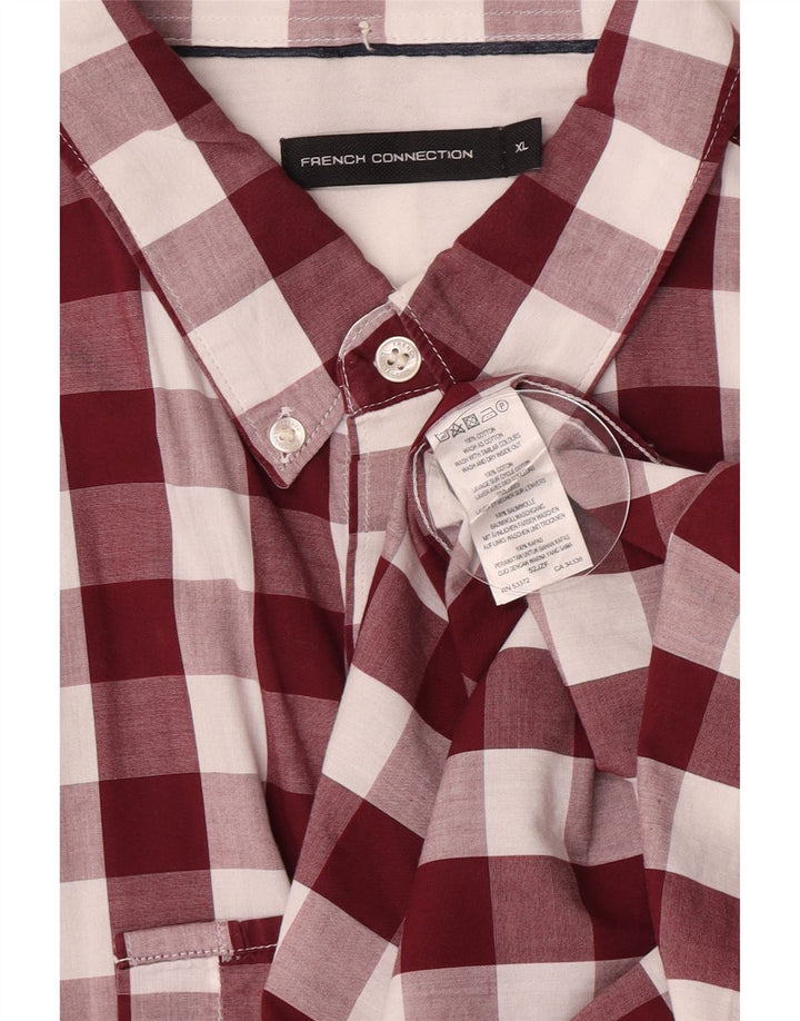 French Connection Herreskjorte XL Burgundy Gingham Cotton