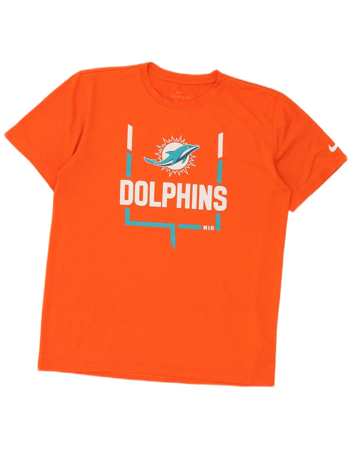 Nike Herre Miami Dolphins Grafisk T-Shirt Top Medium Orange Polyester