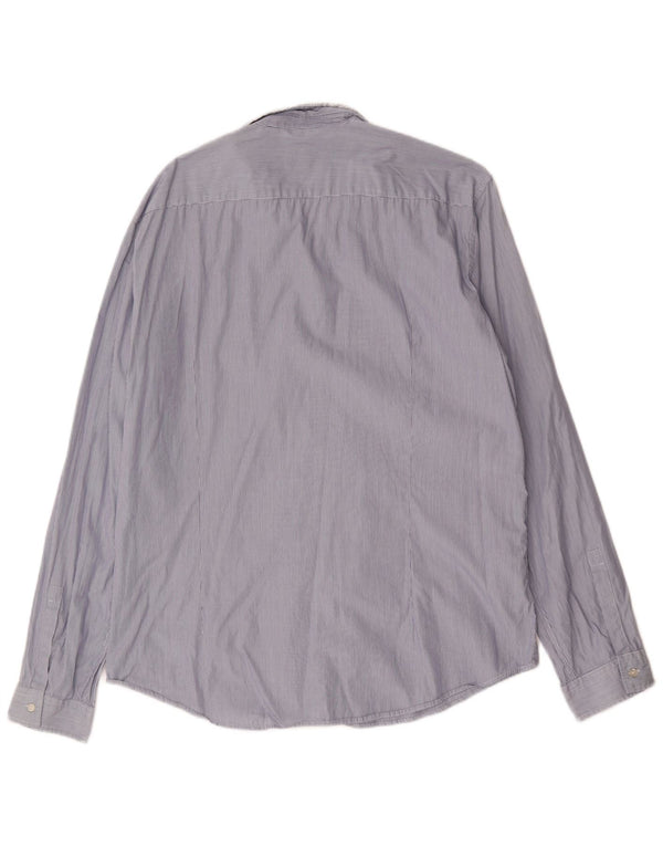 Hugo Boss Herre Slim Fit skjorte XL Blå nålestribet bomuld