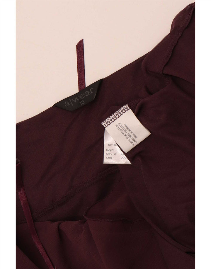 A Wear Dame Asymmetrisk Cami Top UK 12 Medium Burgundy Floral Polyester
