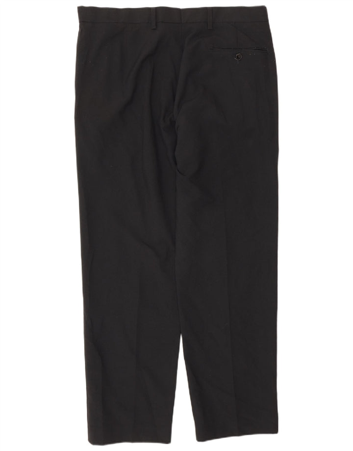Marks & Spencer Herre Regular Suit Bukser W34 L29 Sort Polyester