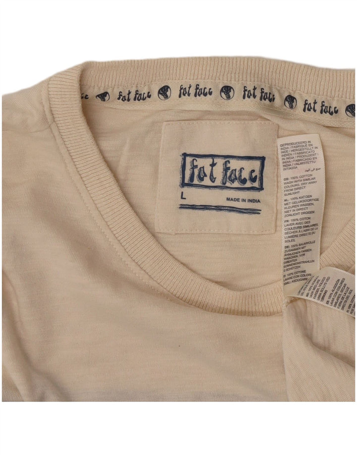 Fat Face Herre T-Shirt Top Stor Beige Colourblock Bomuld