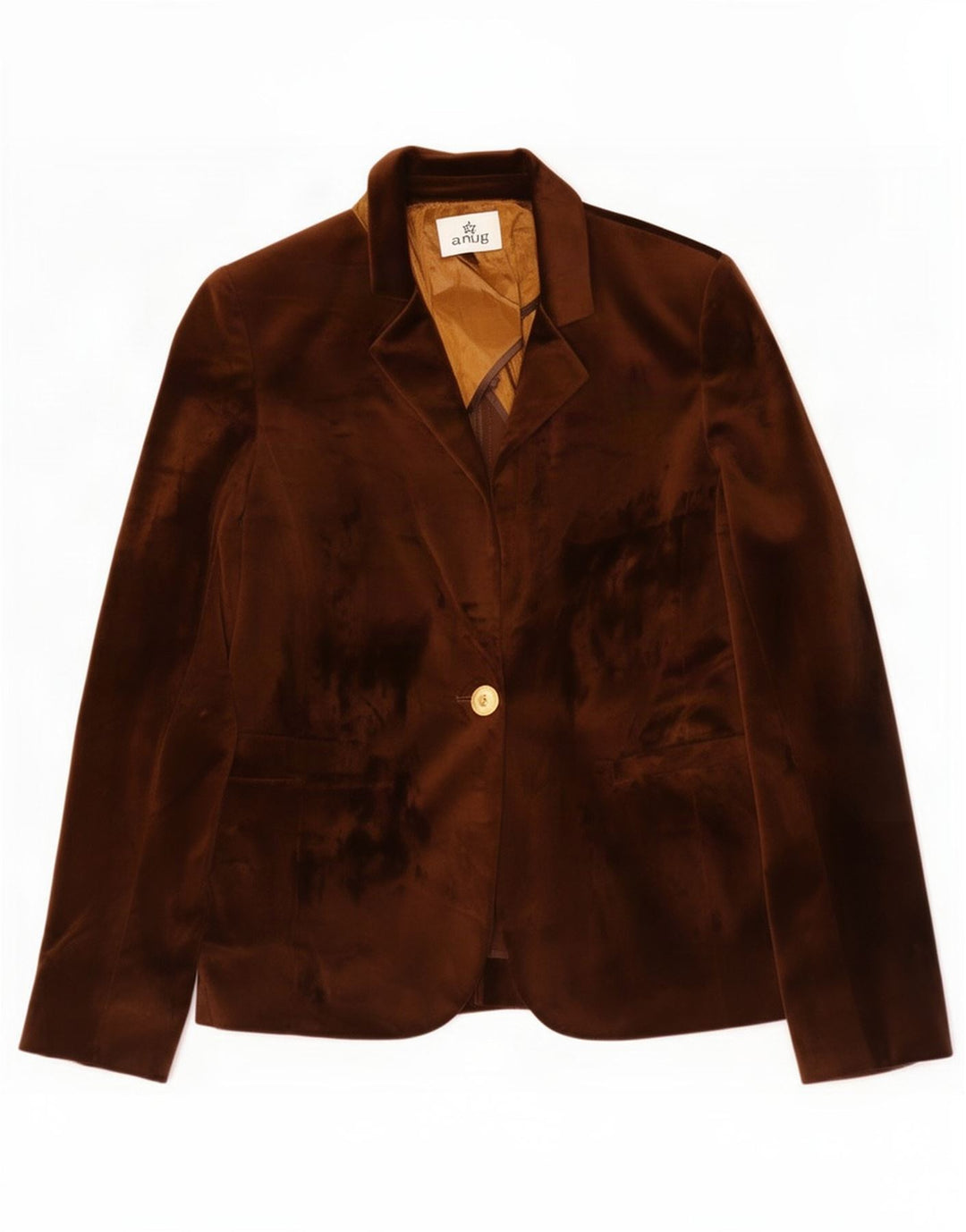 Vintage Dame Velour Blazer Jacket IT 42 Medium Brun Polyester