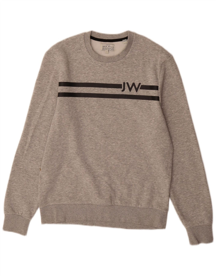 JACK WILLS Herre Grafisk Sweatshirt Jumper Lille Grå Bomuld