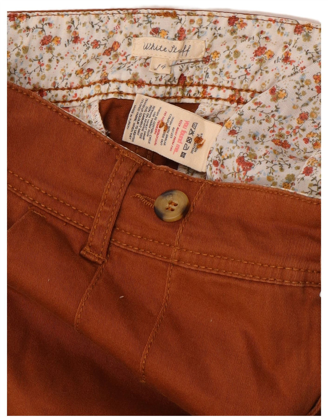 White Stuff Dame Slim Chino Bukser UK 14 Large W36 L32 Orange Bomuld