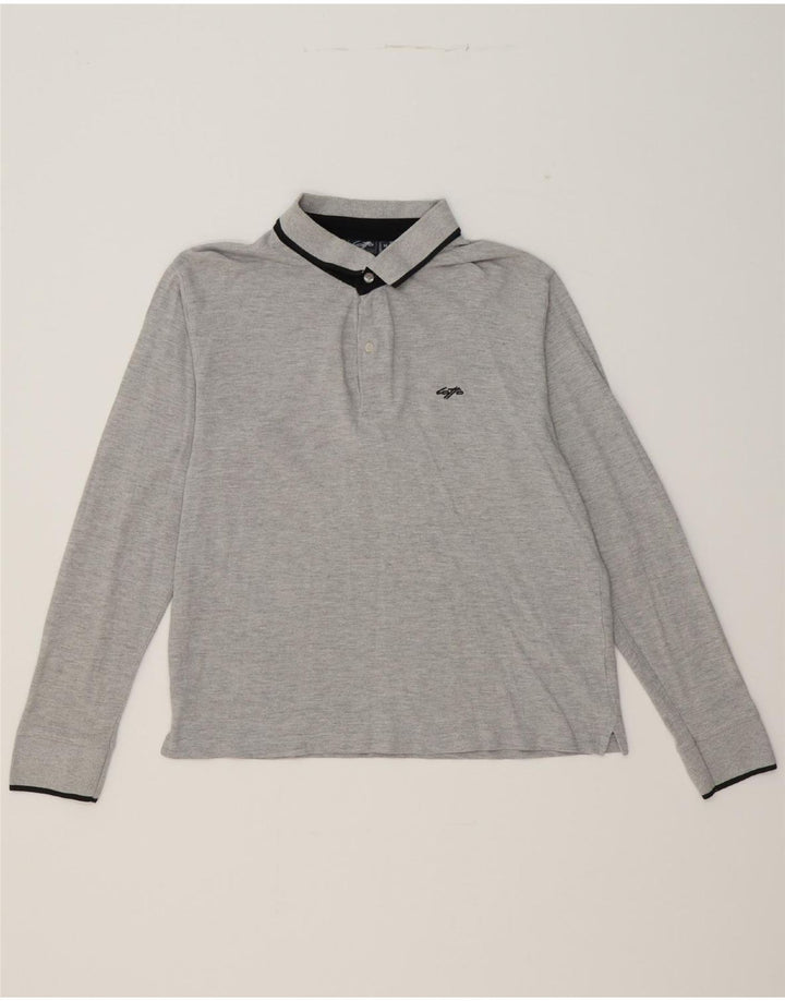 LOTTO Mens Long Sleeve Polo Shirt Medium Grey Cotton Vintage Lotto and Second-Hand Lotto from Messina Hembry 