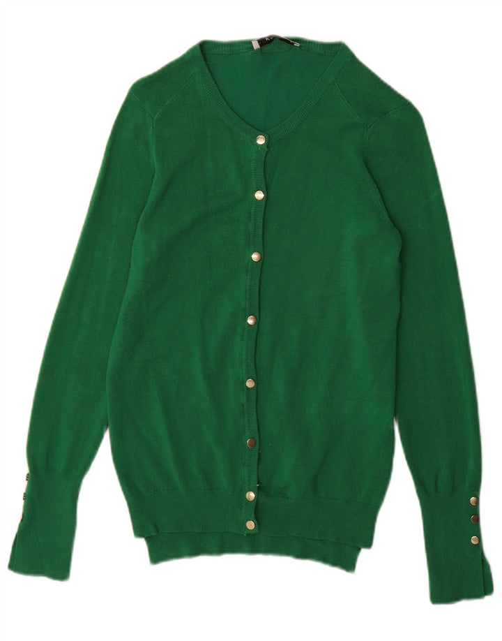 Zara Dame Cardigan Sweater UK 10 Small Green Viscose